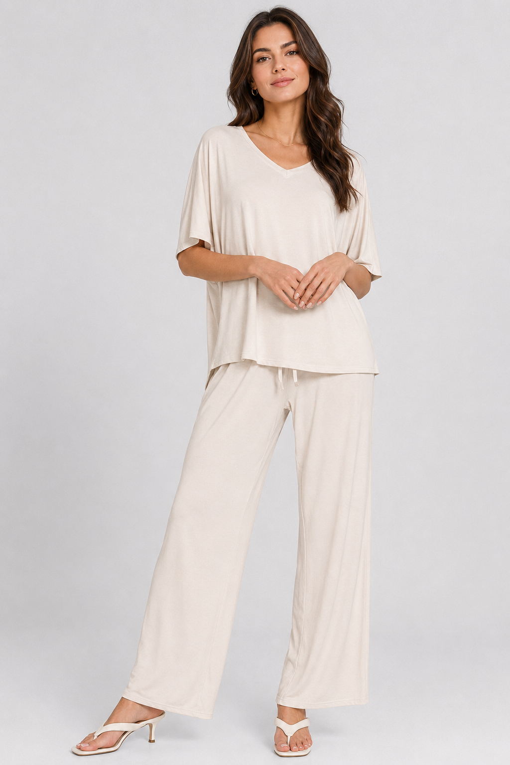 Zenana V-Neck Oversized Top & Pants Set