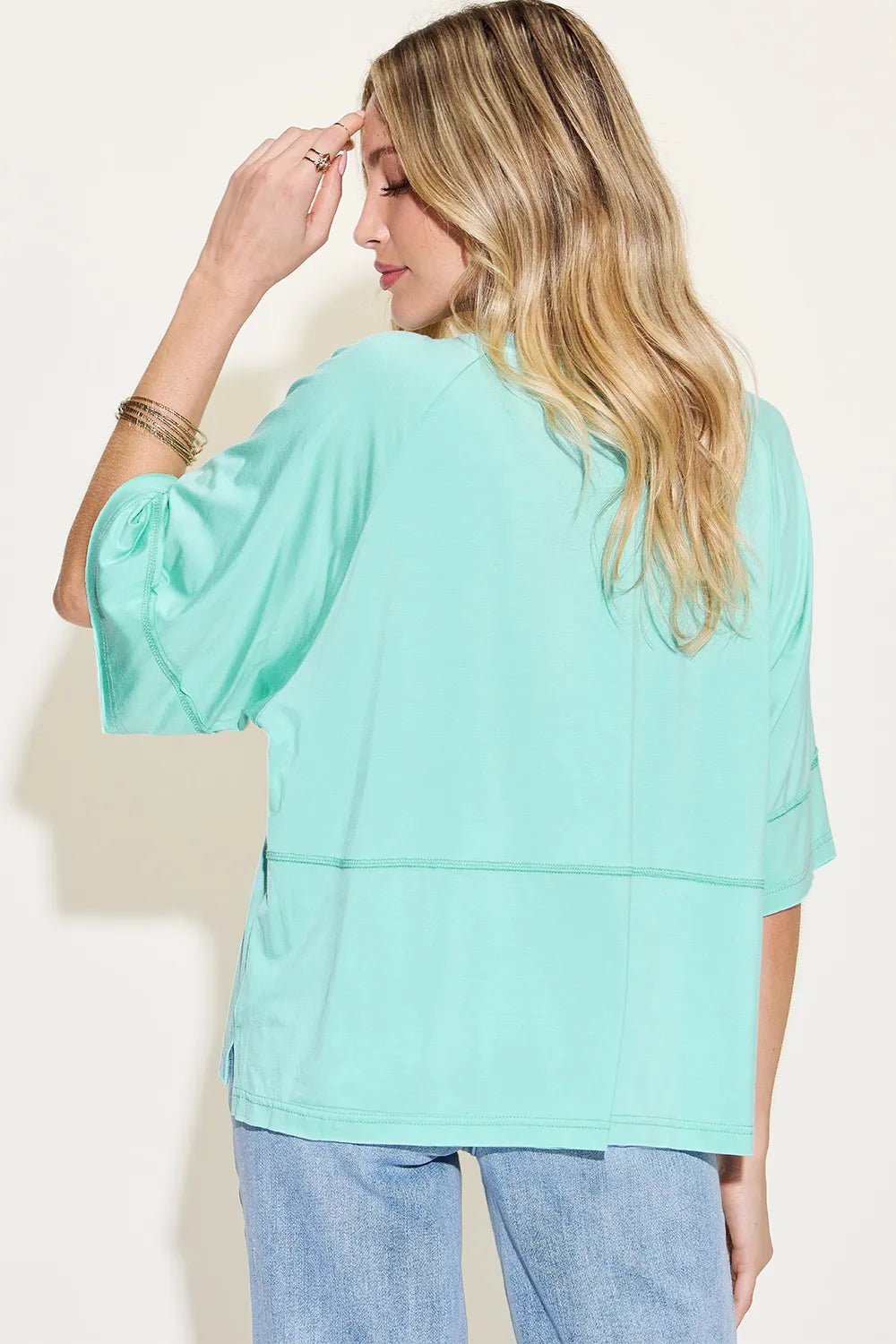 Basic Bae Full Size Bamboo Round Neck Exposed Seam T-Shirt Plus Size by Trendsi