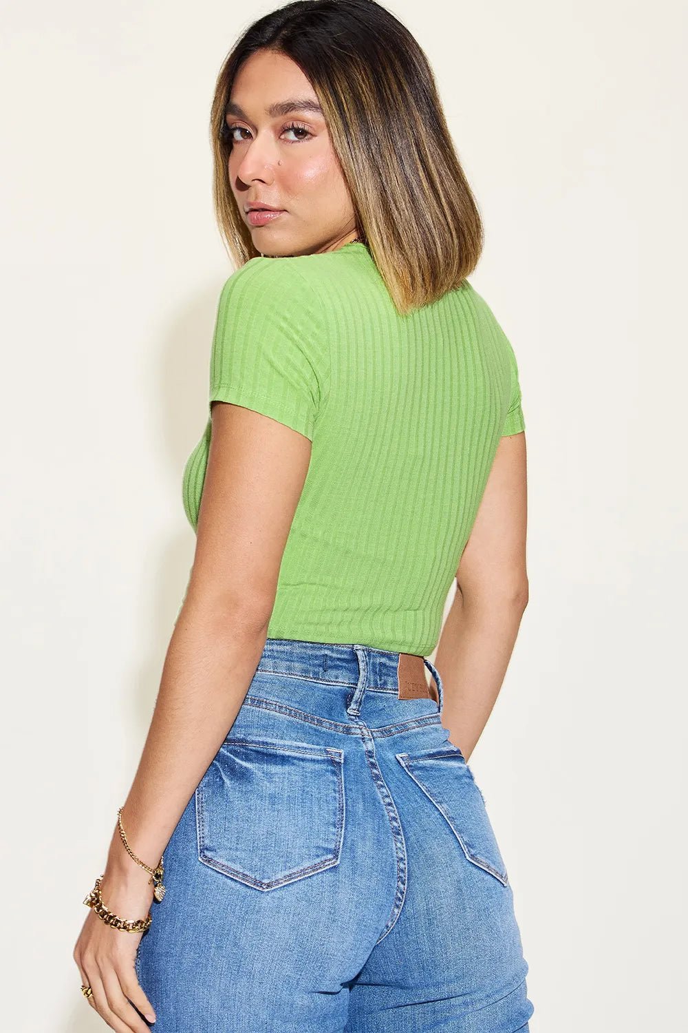 Basic Bae Full Size Ribbed Round Neck Short Sleeve T-Shirt - Grace & Grit Boutique