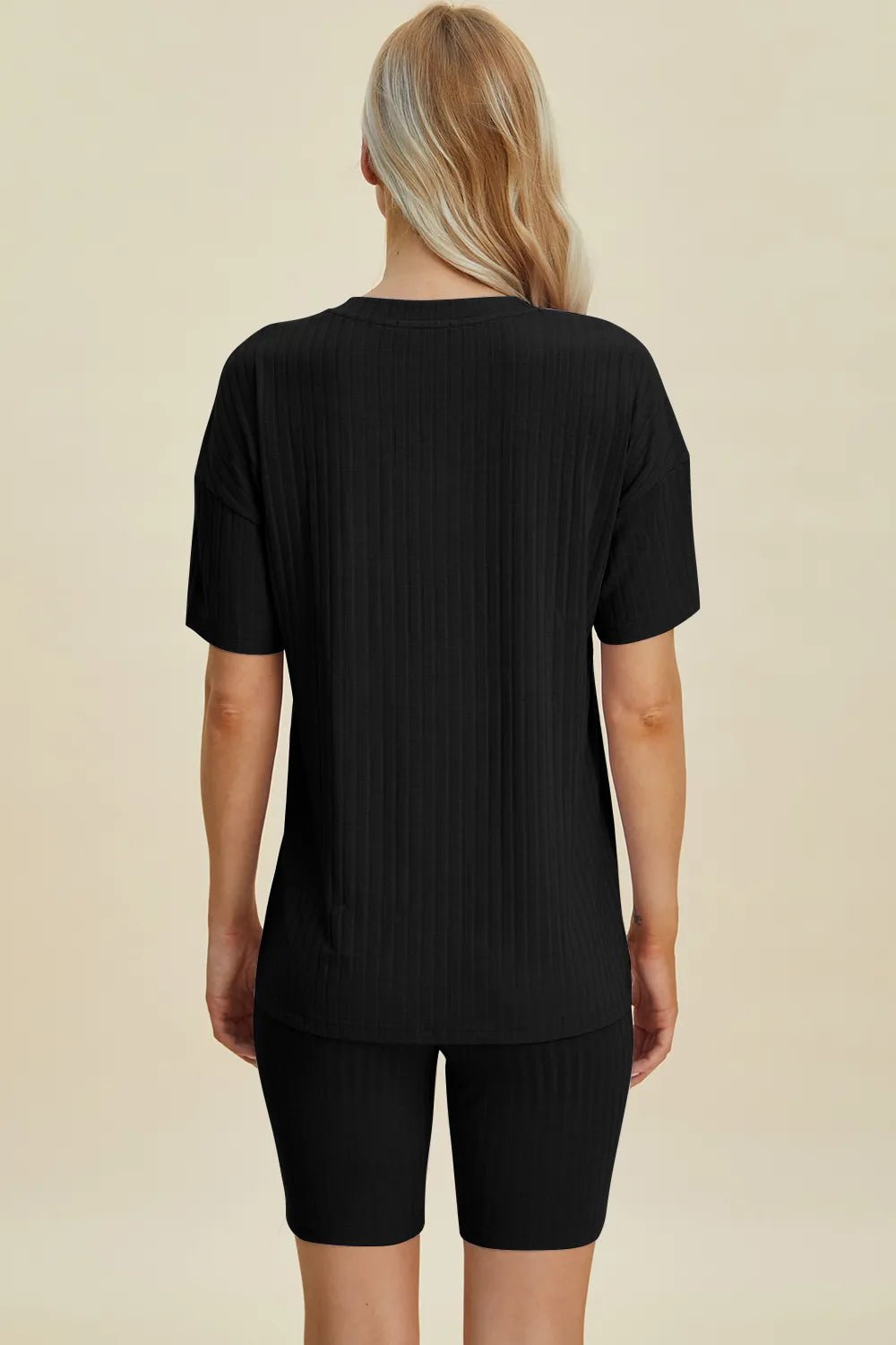 Basic Bae Full Size Ribbed V - Neck Short Sleeve Top and Shorts Set - Grace & Grit Boutique