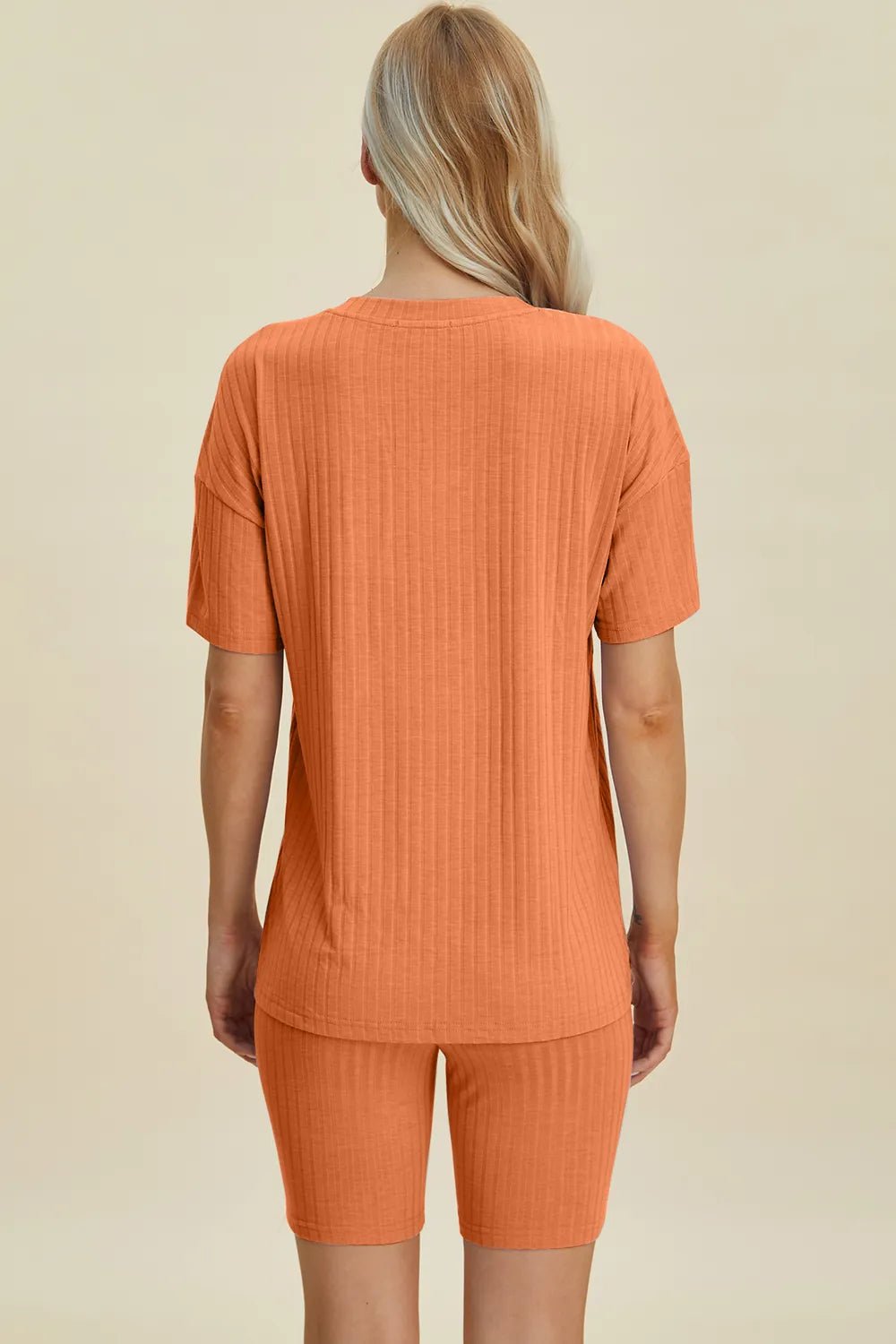 Basic Bae Full Size Ribbed V - Neck Short Sleeve Top and Shorts Set - Grace & Grit Boutique