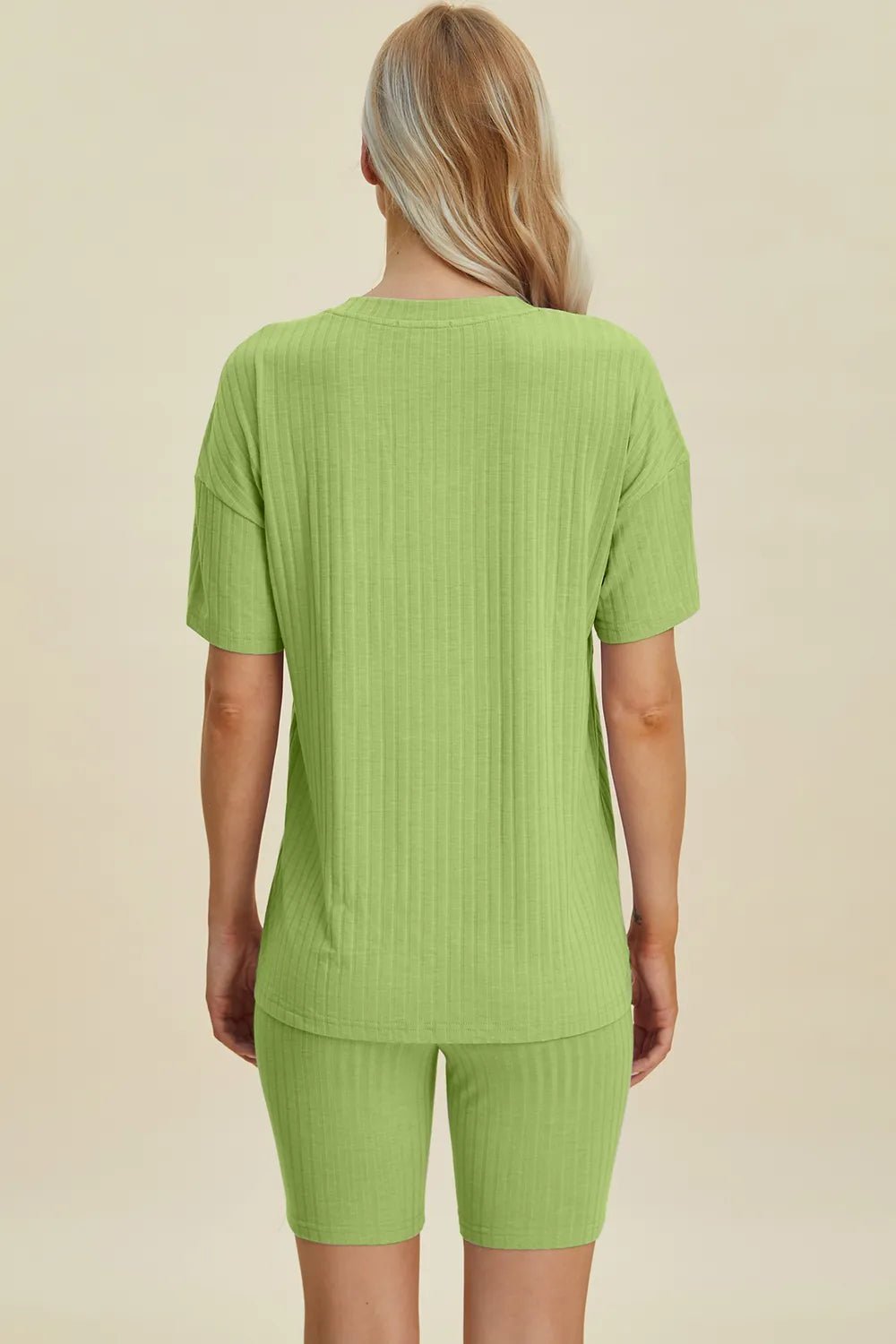 Basic Bae Full Size Ribbed V - Neck Short Sleeve Top and Shorts Set - Grace & Grit Boutique