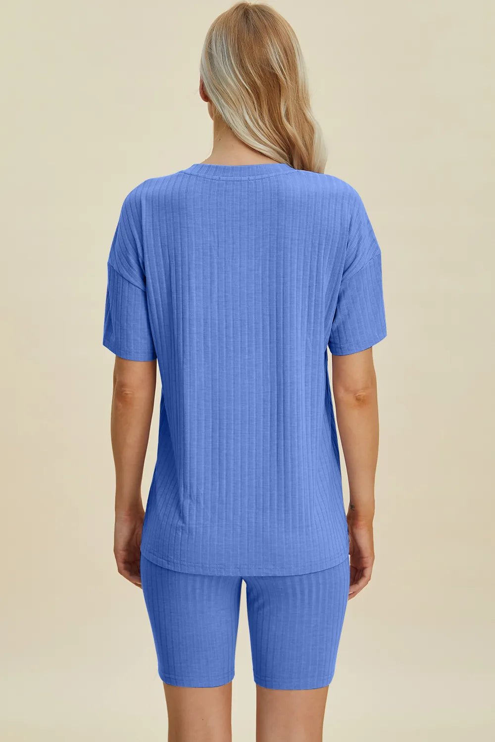 Basic Bae Full Size Ribbed V - Neck Short Sleeve Top and Shorts Set - Grace & Grit Boutique