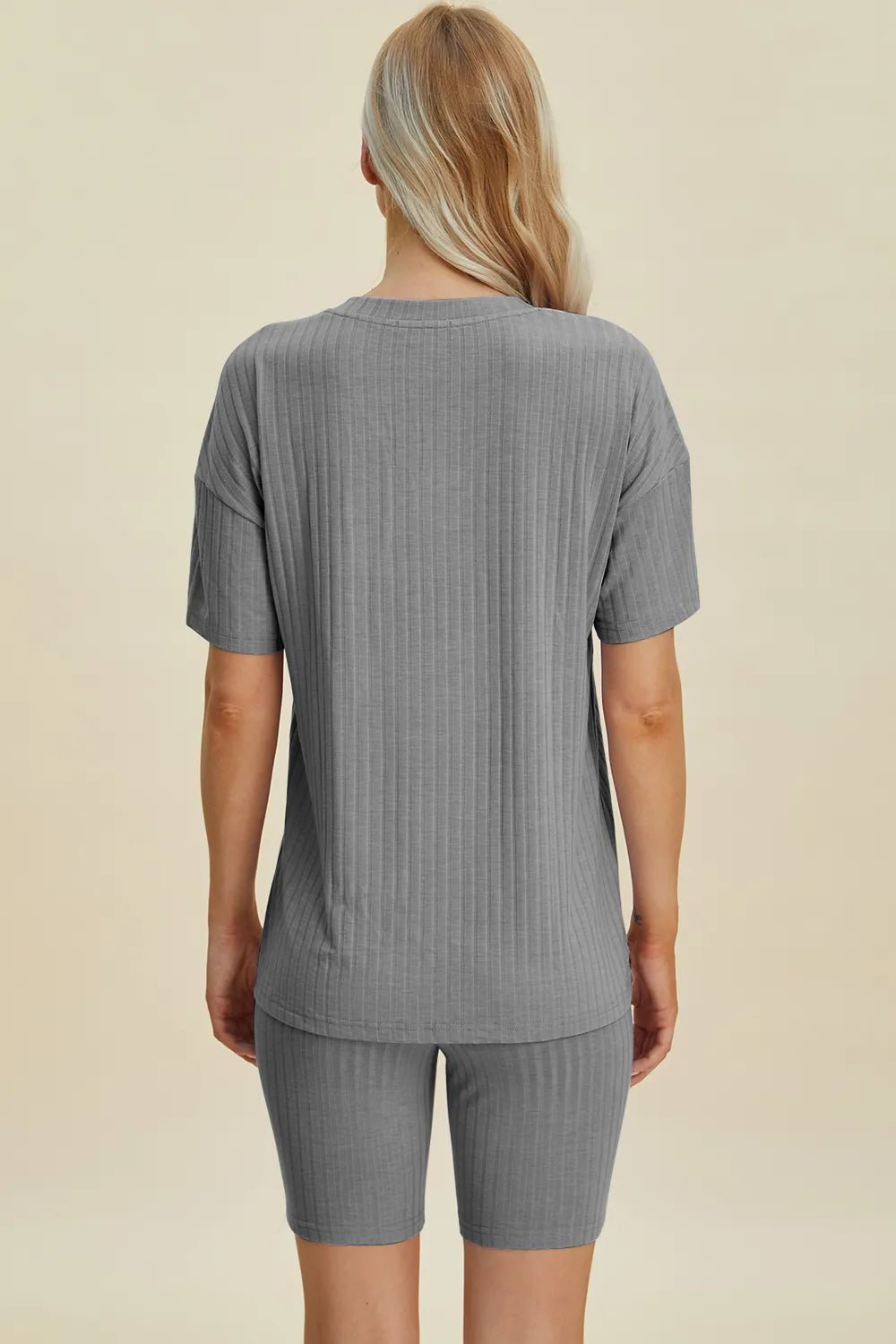 Basic Bae Full Size Ribbed V - Neck Short Sleeve Top and Shorts Set - Grace & Grit Boutique