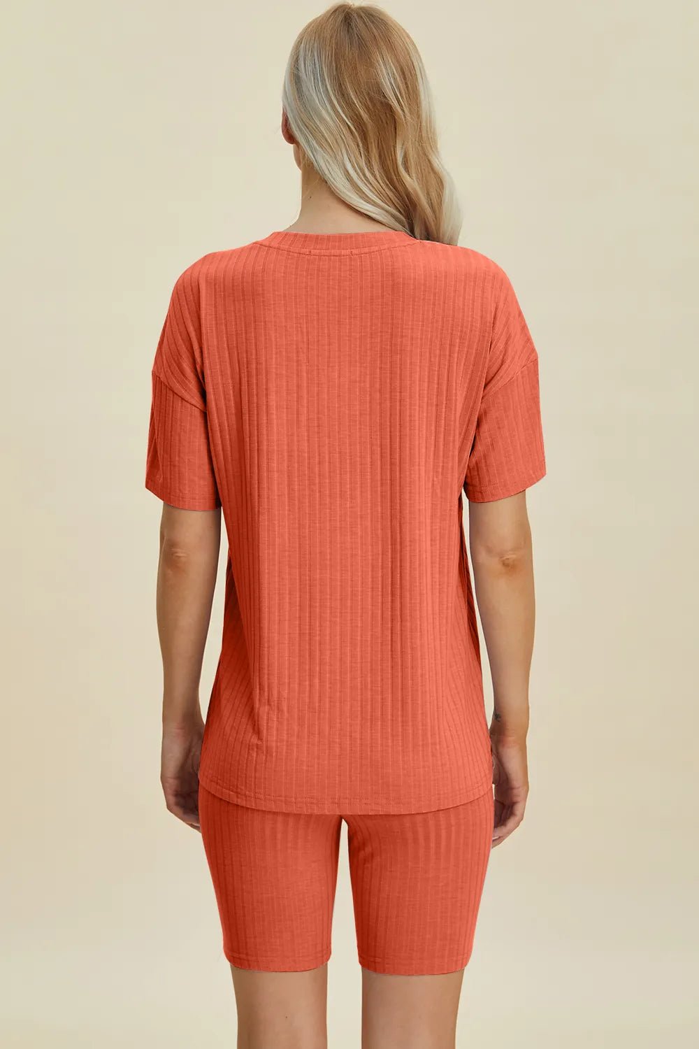 Basic Bae Full Size Ribbed V - Neck Short Sleeve Top and Shorts Set - Grace & Grit Boutique
