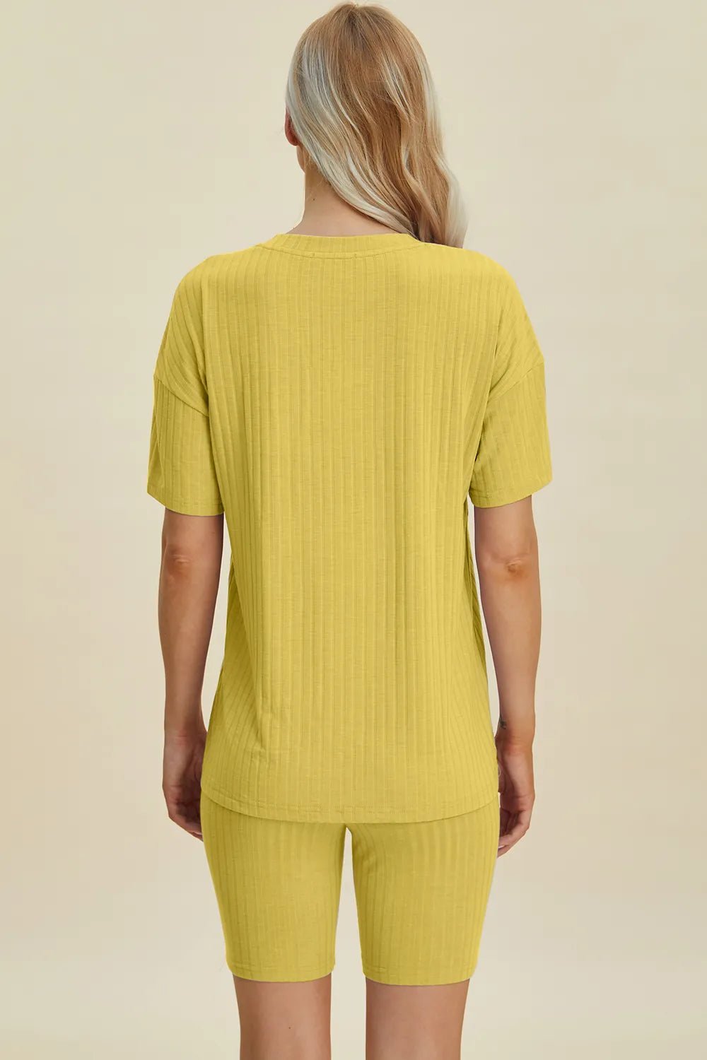 Basic Bae Full Size Ribbed V - Neck Short Sleeve Top and Shorts Set - Grace & Grit Boutique