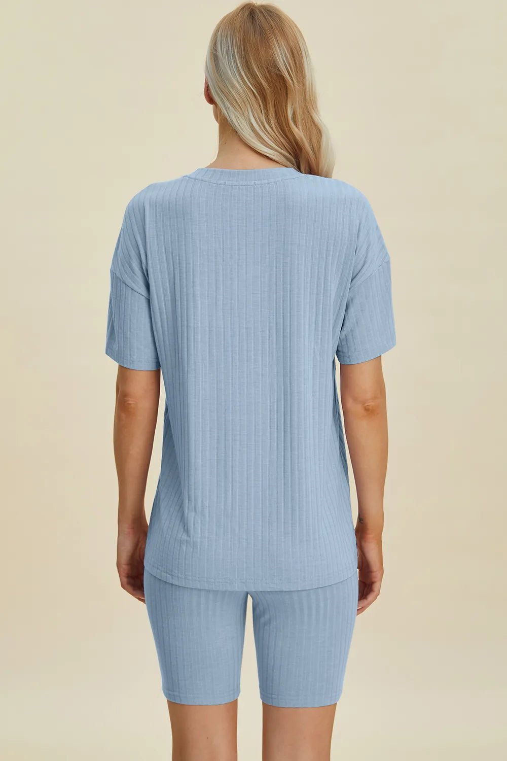 Basic Bae Full Size Ribbed V - Neck Short Sleeve Top and Shorts Set - Grace & Grit Boutique