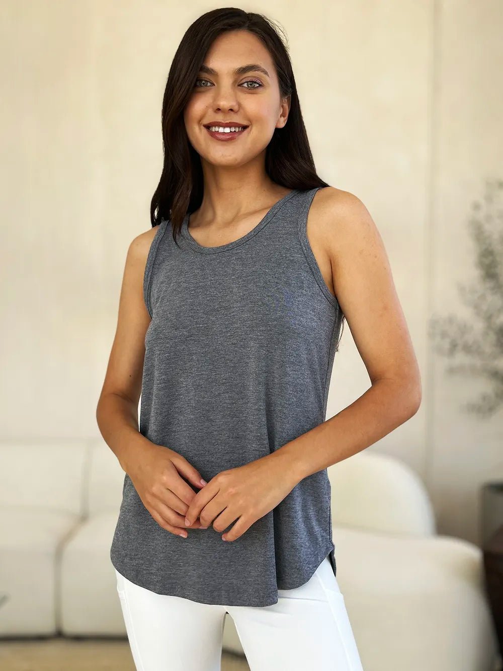 Basic Bae Full Size Round Neck Curved Hem Tank - Grace & Grit Boutique