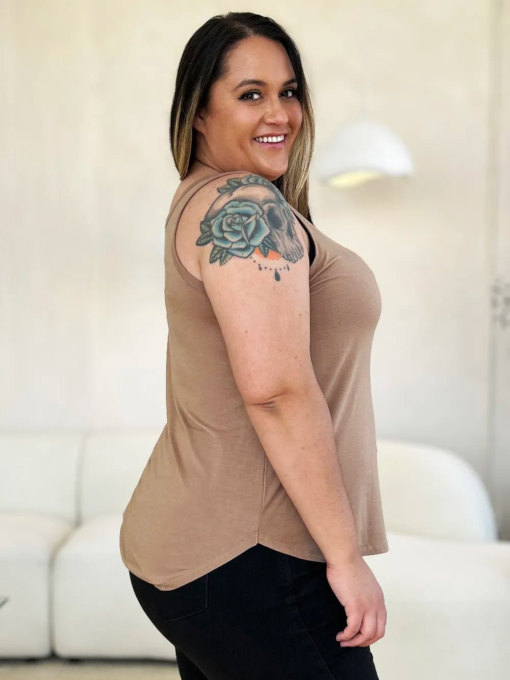Basic Bae Full Size Round Neck Curved Hem Tank - Grace & Grit Boutique