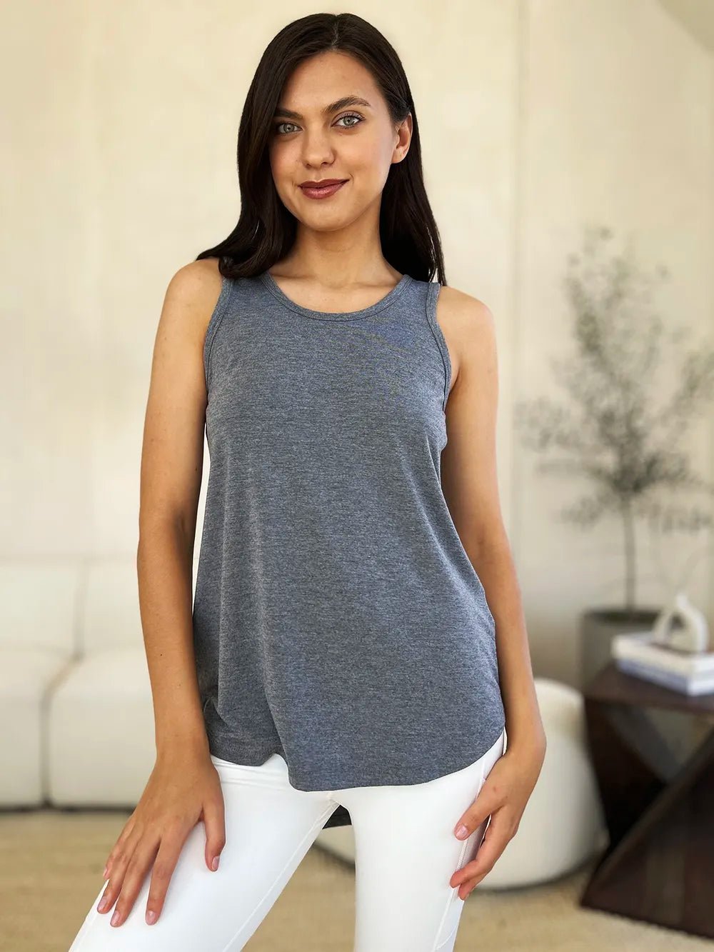 Basic Bae Full Size Round Neck Curved Hem Tank - Grace & Grit Boutique