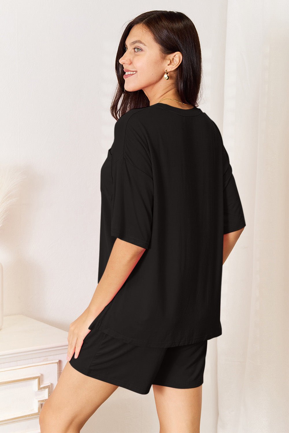 Basic Bae Full Size Soft Rayon Half Sleeve Top and Shorts Set - Grace & Grit Boutique