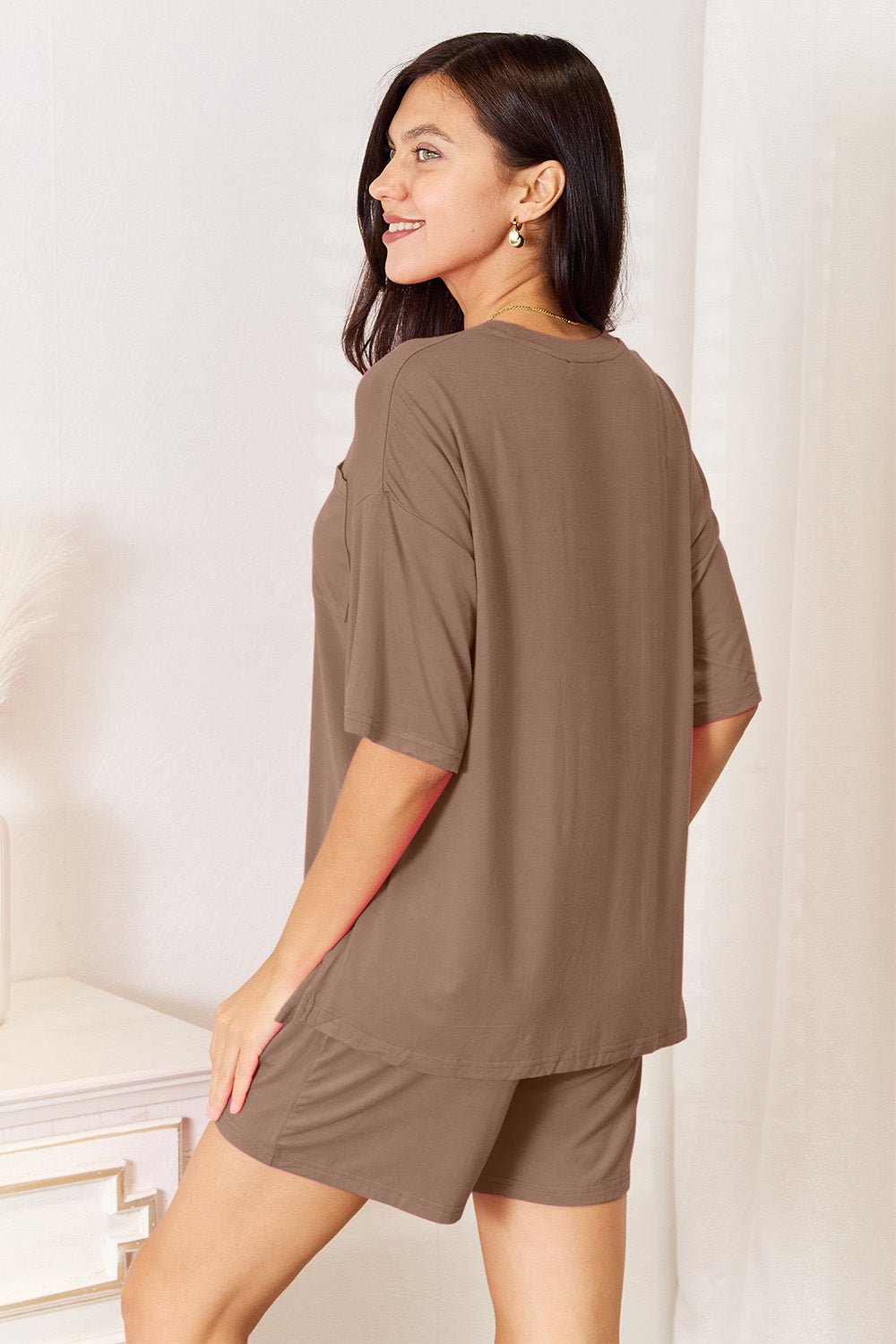 Basic Bae Full Size Soft Rayon Half Sleeve Top and Shorts Set - Grace & Grit Boutique
