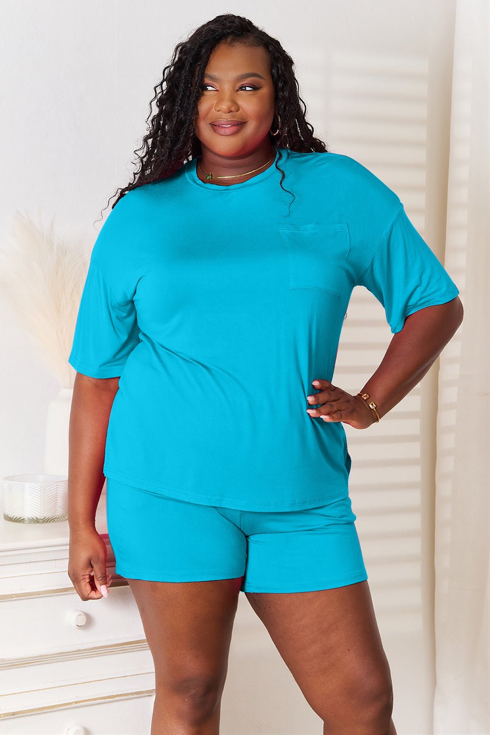 Basic Bae Full Size Soft Rayon Half Sleeve Top and Shorts Set - Grace & Grit Boutique