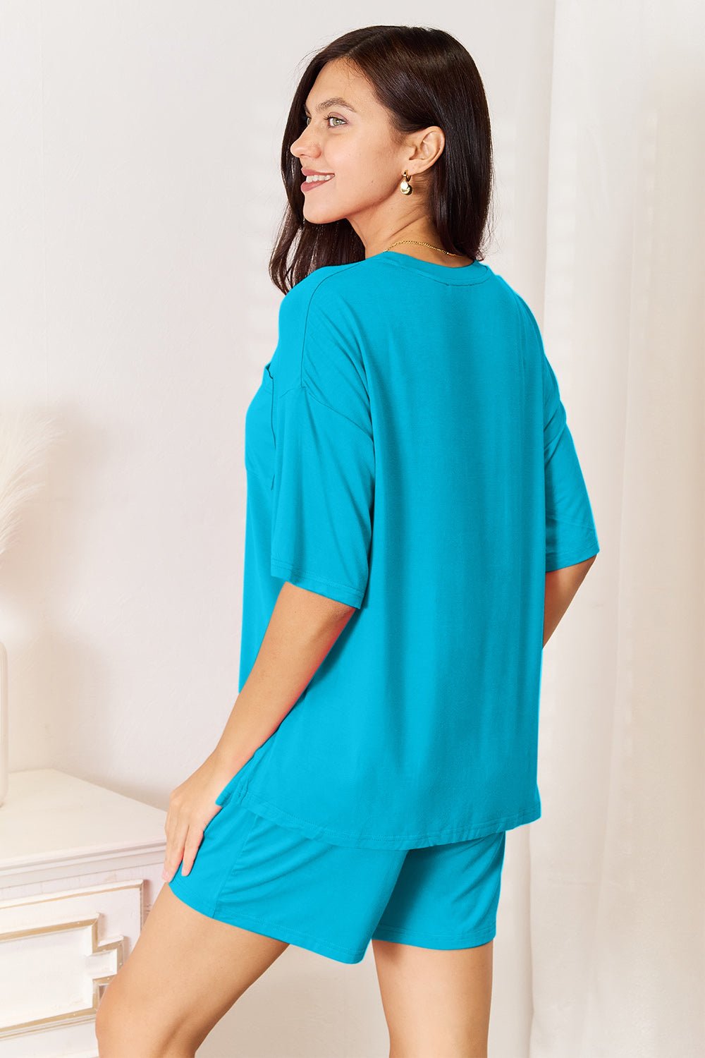 Basic Bae Full Size Soft Rayon Half Sleeve Top and Shorts Set - Grace & Grit Boutique