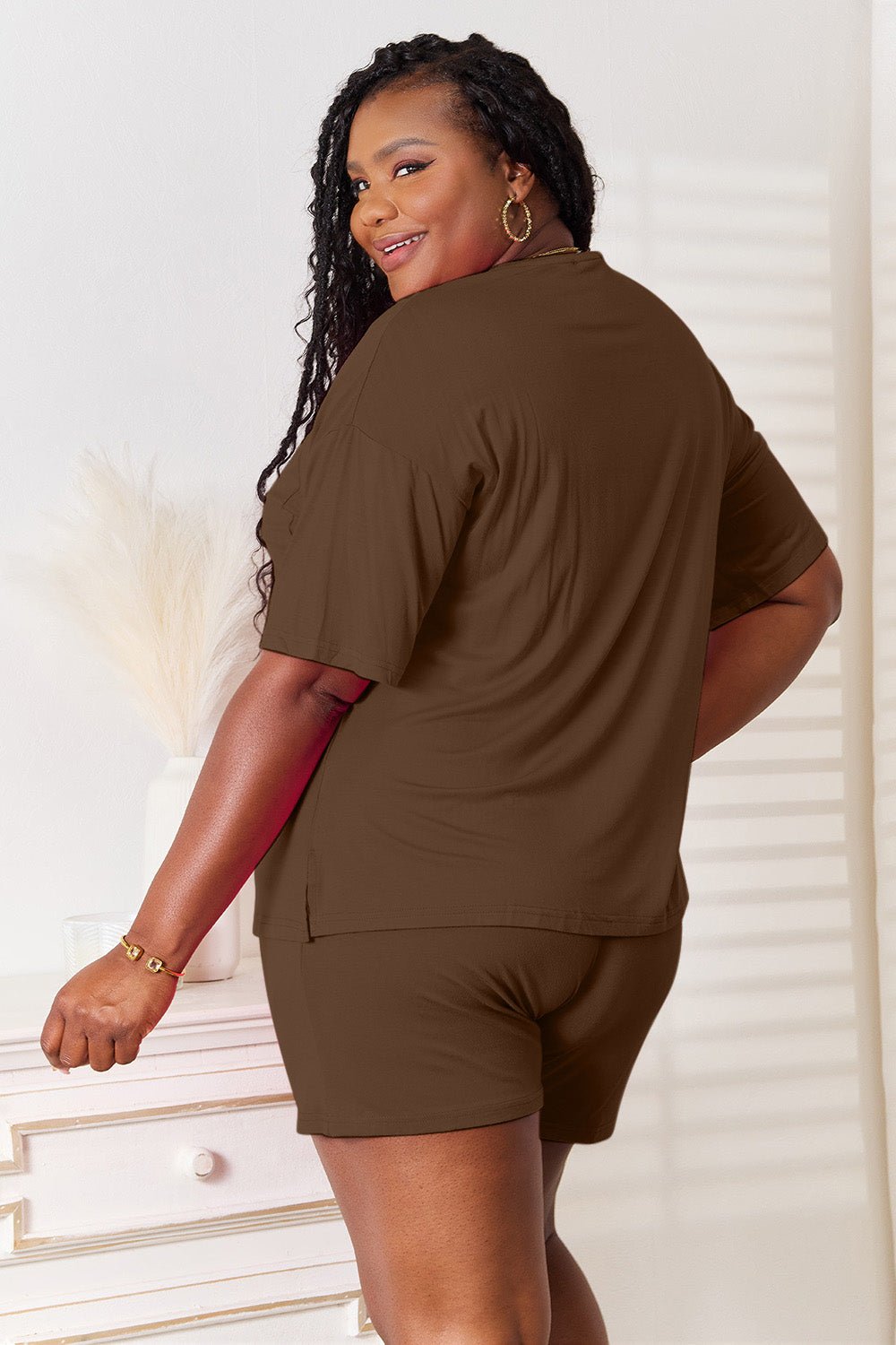 Basic Bae Full Size Soft Rayon Half Sleeve Top and Shorts Set - Grace & Grit Boutique