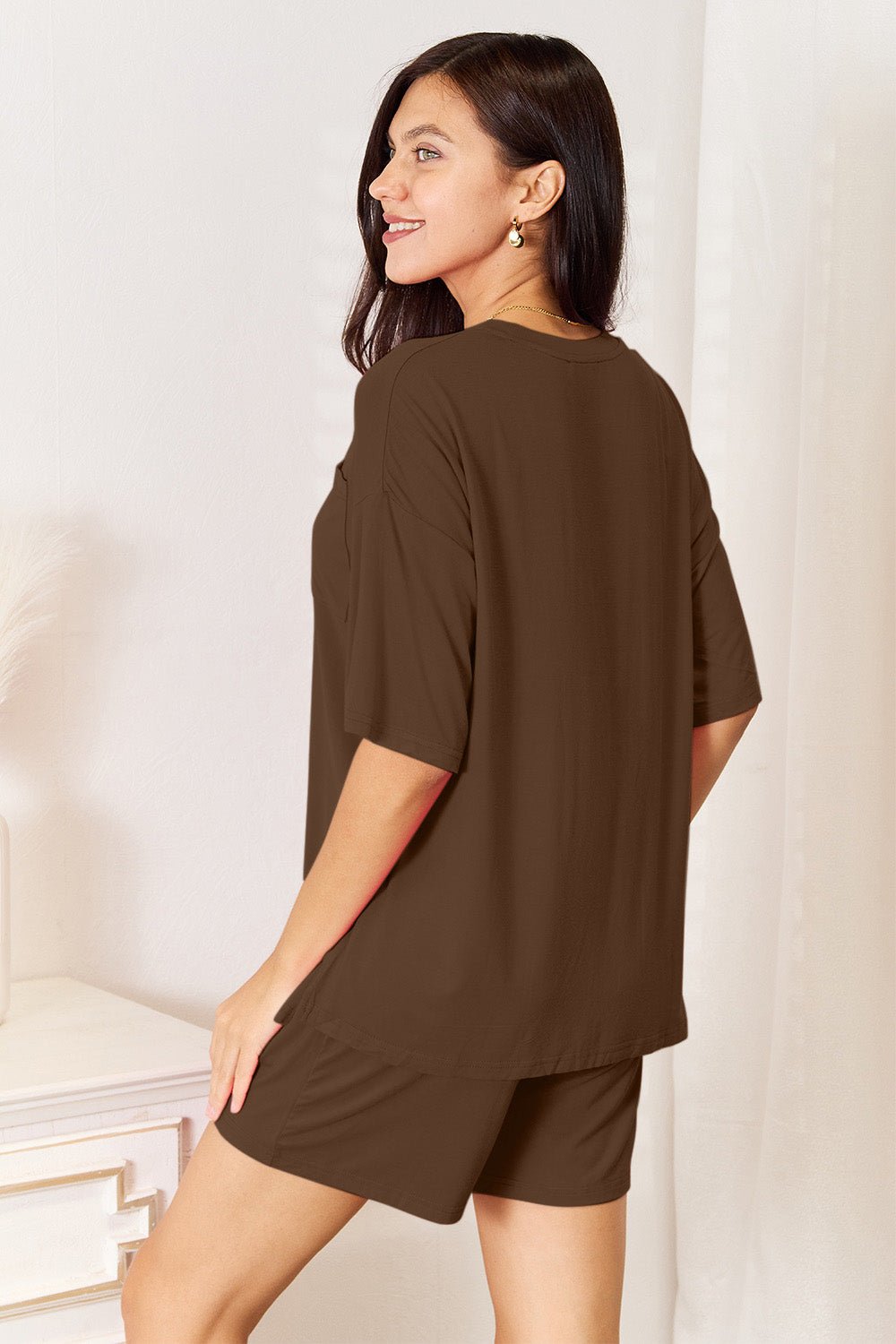 Basic Bae Full Size Soft Rayon Half Sleeve Top and Shorts Set - Grace & Grit Boutique