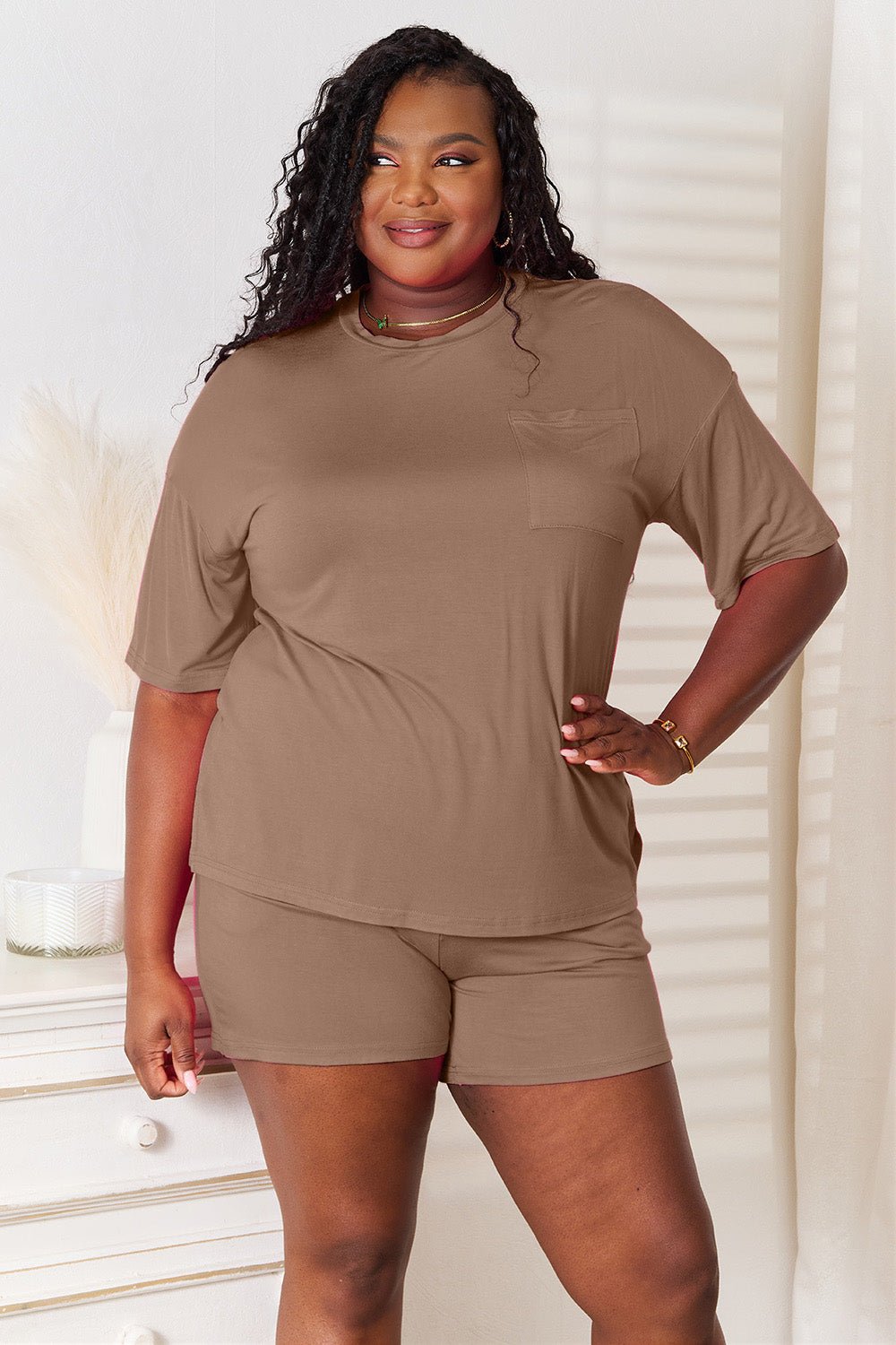 Basic Bae Full Size Soft Rayon Half Sleeve Top and Shorts Set - Grace & Grit Boutique