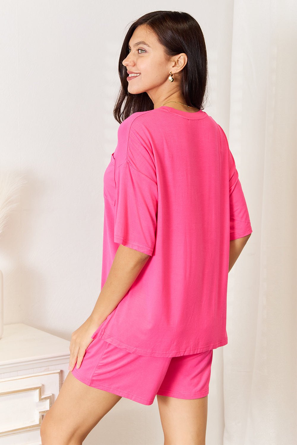 Basic Bae Full Size Soft Rayon Half Sleeve Top and Shorts Set - Grace & Grit Boutique