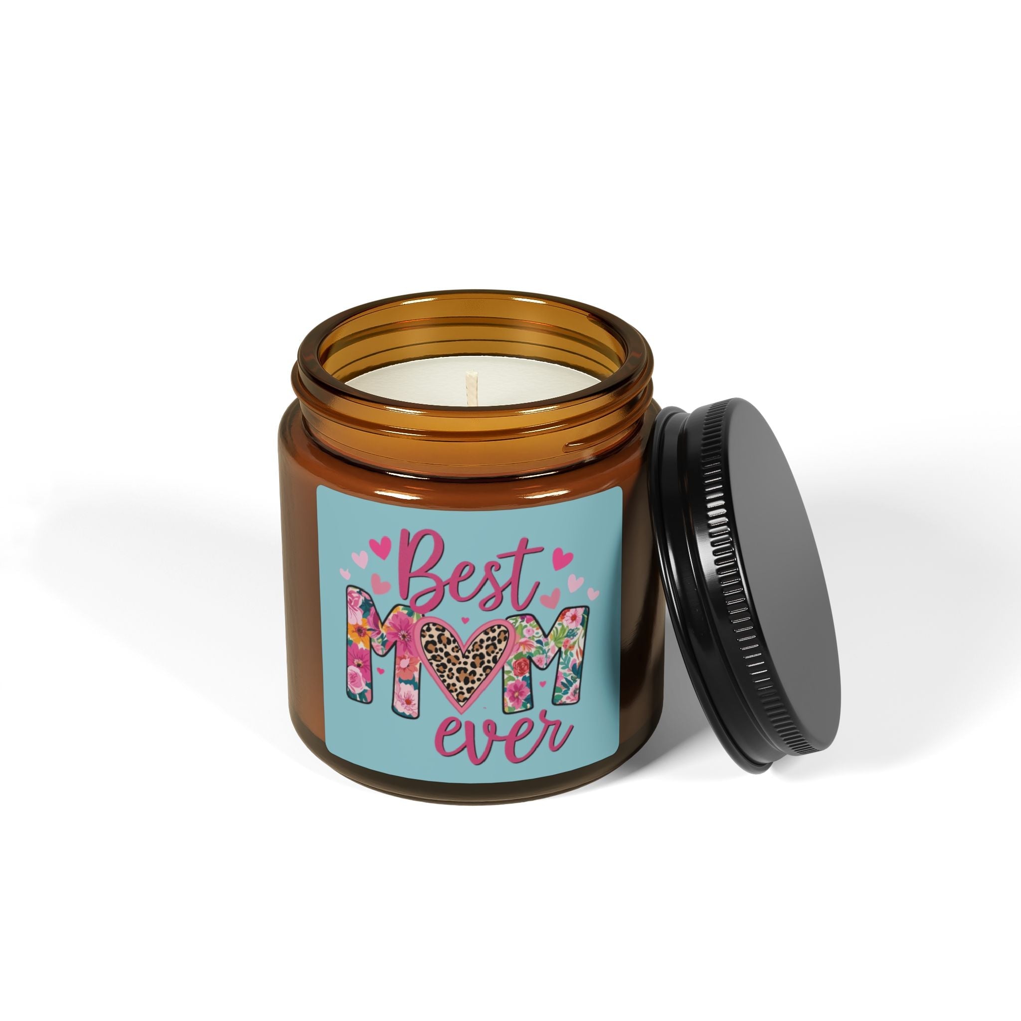 Best Mom Ever Scented Soy Candle — Amber Jar (4 oz) by Printify