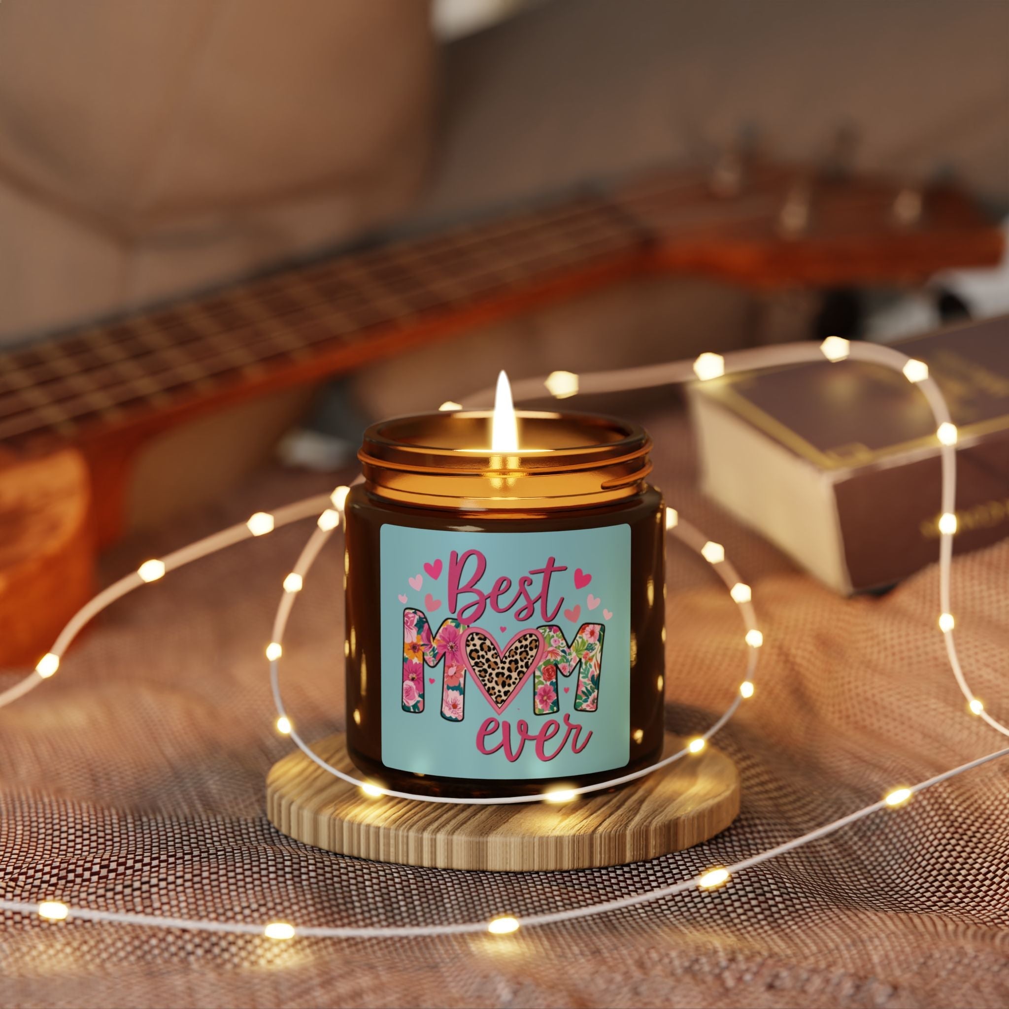 Best Mom Ever Scented Soy Candle — Amber Jar (4 oz) by Printify