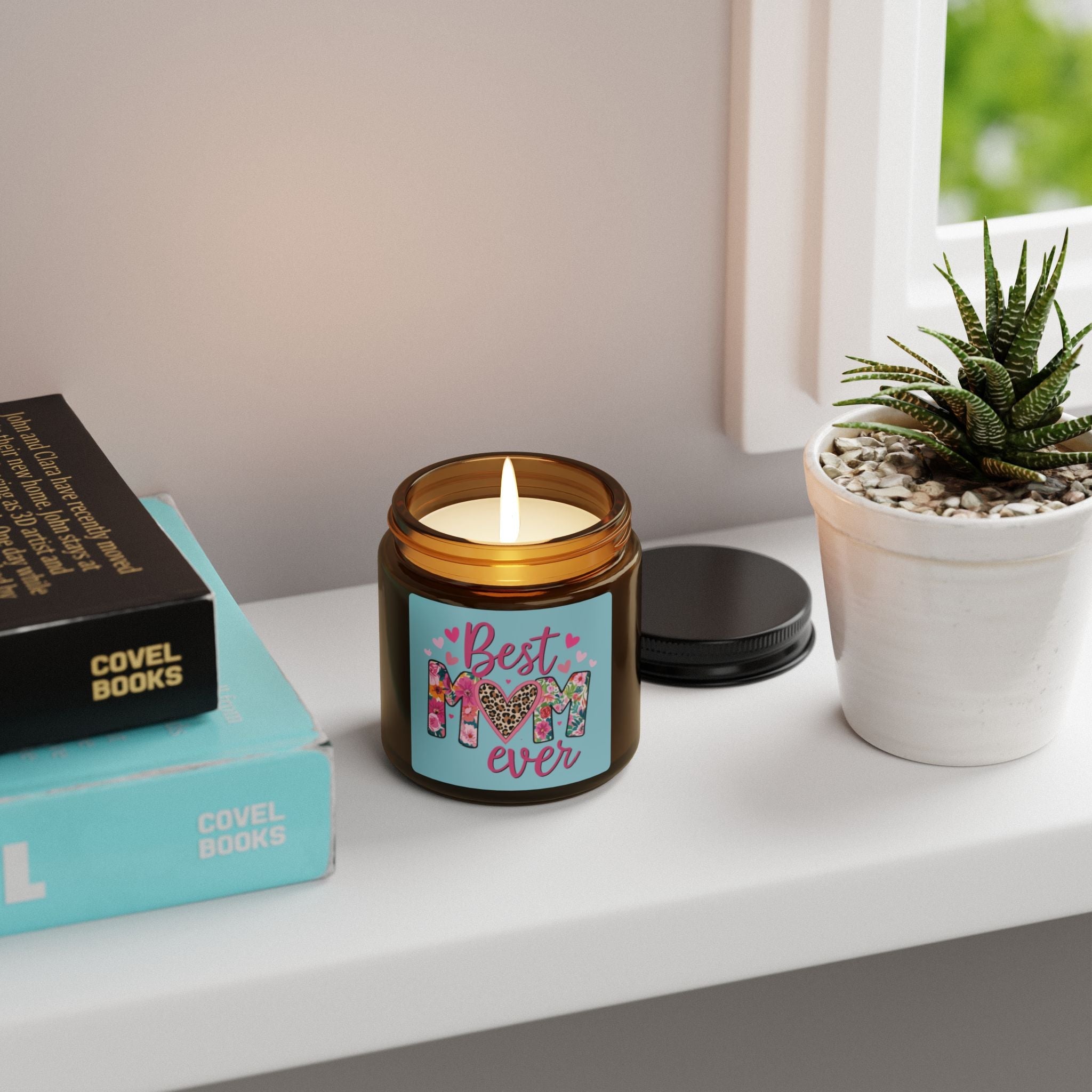 Best Mom Ever Scented Soy Candle — Amber Jar (4 oz) by Printify