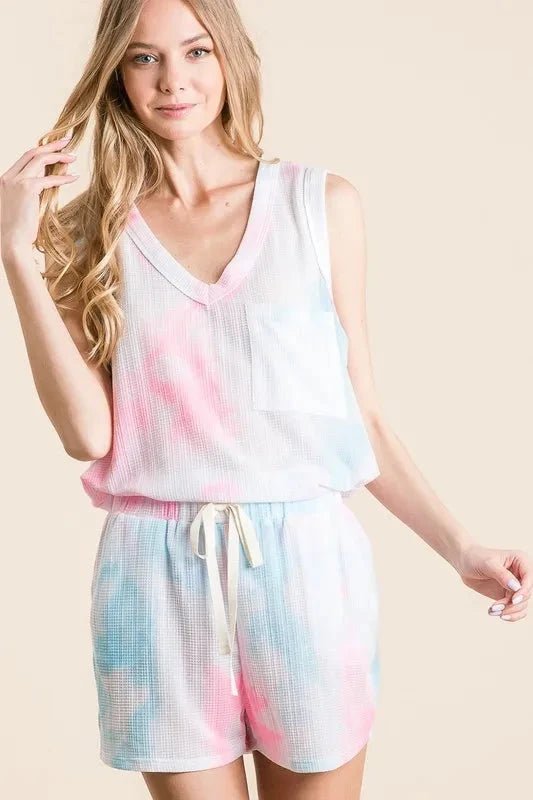BiBi Tie Dye Textured Knit Top and Shorts Set - Grace & Grit Boutique