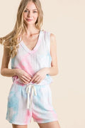 BiBi Tie Dye Textured Knit Top and Shorts Set - Grace & Grit Boutique