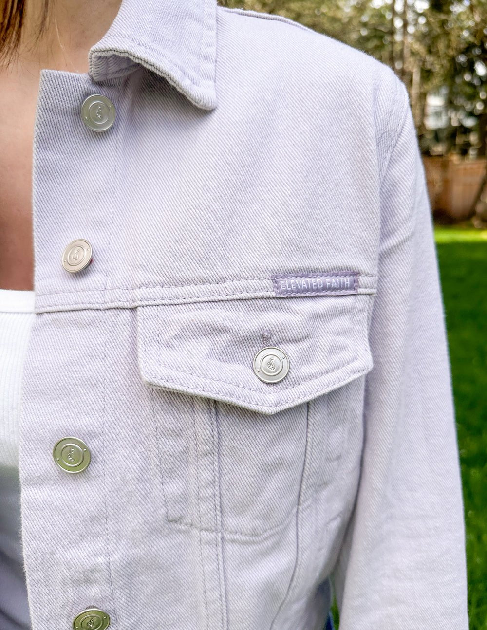 But God Cropped Denim Jacket - Grace & Grit Boutique