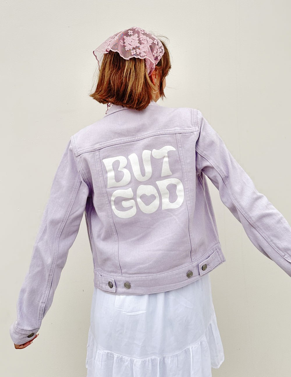 But God Cropped Denim Jacket - Grace & Grit Boutique