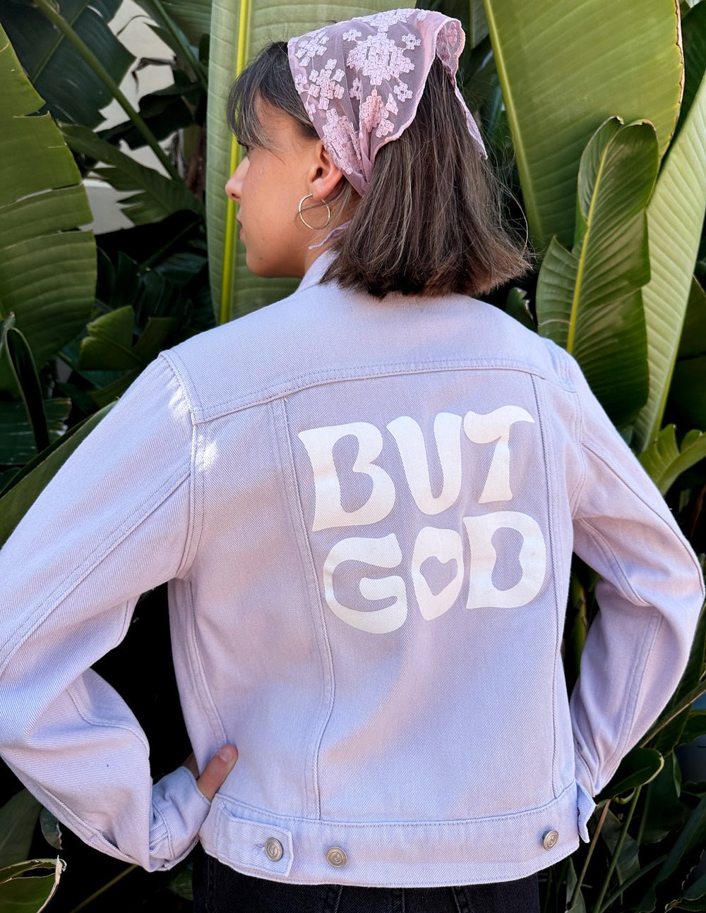 But God Cropped Denim Jacket - Grace & Grit Boutique