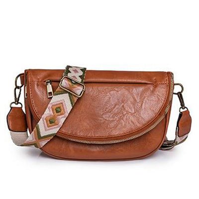 Callie Fold Over Leather Crossbody Sling Bag by Aili's Corner