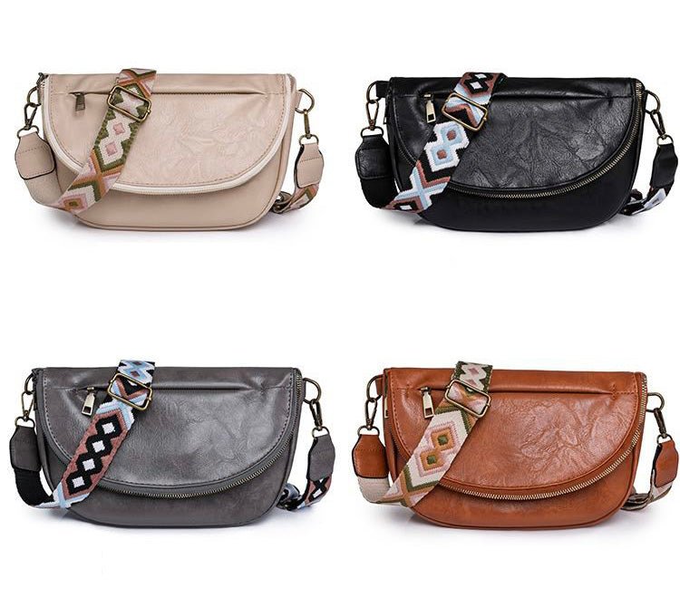 Callie Fold Over Leather Crossbody Sling Bag - Grace & Grit Boutique