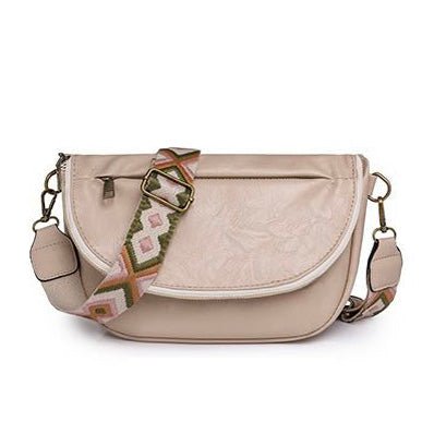 Callie Fold Over Leather Crossbody Sling Bag by Aili's Corner