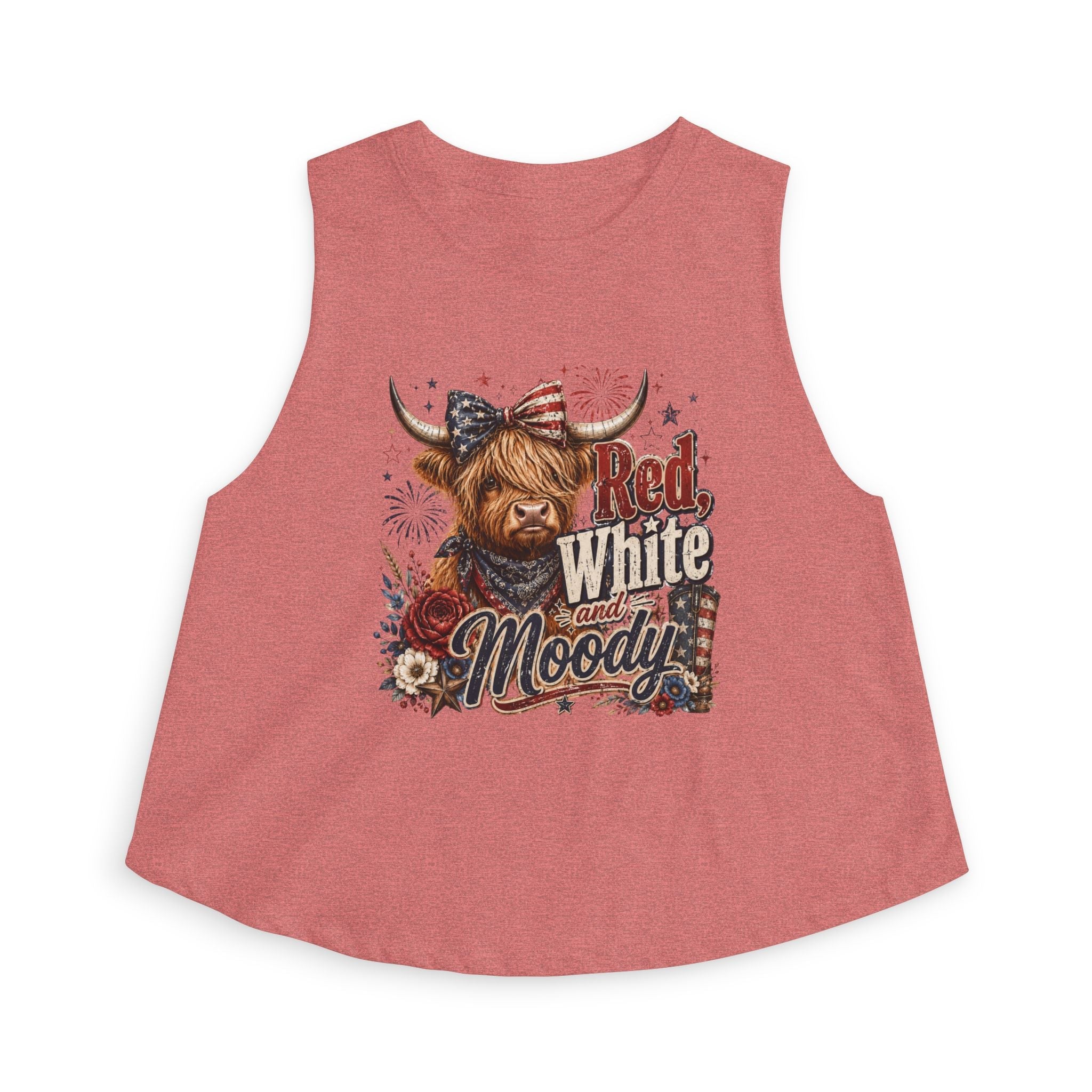 Crop Top — Red White & Moody Highland Cow Graphic by Printify