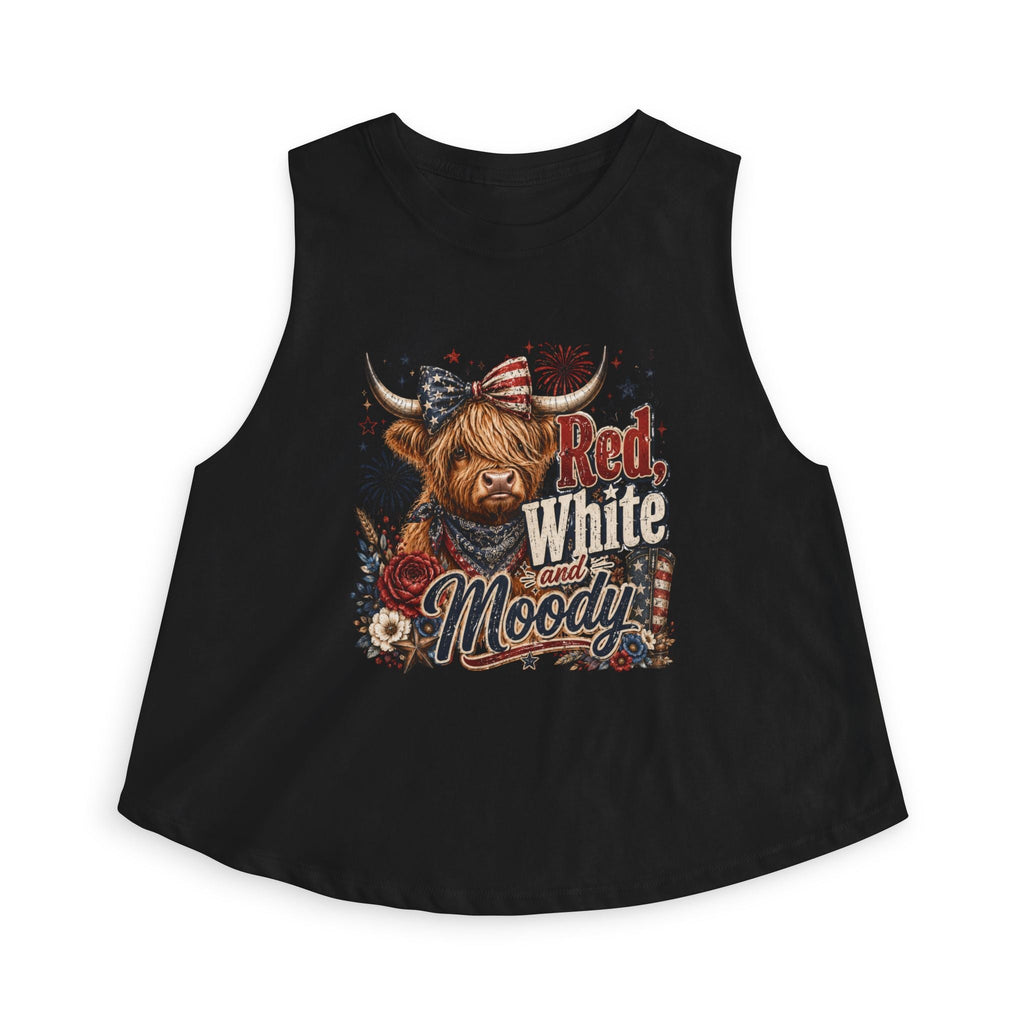 Crop Top — Red White & Moody Highland Cow Graphic - Grace & Grit Boutique