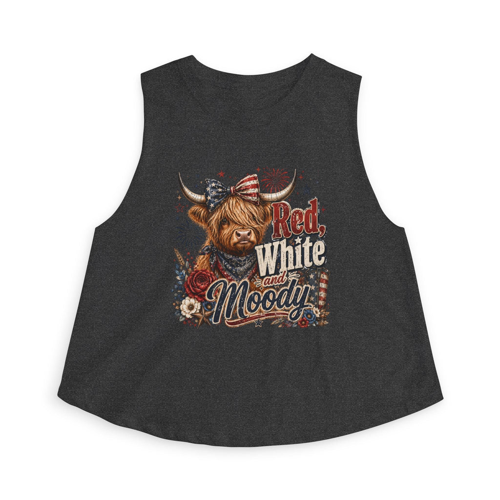 Crop Top — Red White & Moody Highland Cow Graphic - Grace & Grit Boutique