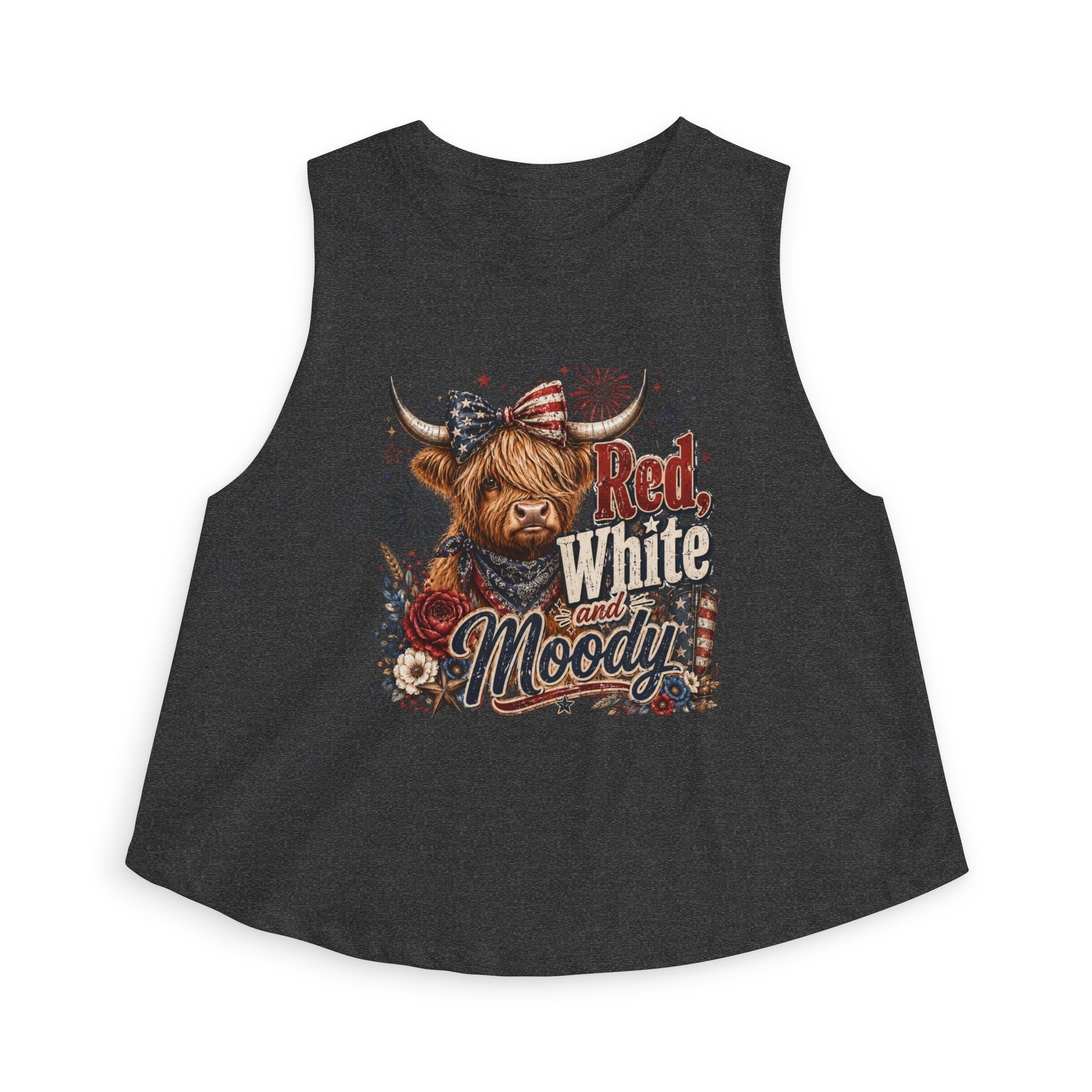 Crop Top — Red White & Moody Highland Cow Graphic - Grace & Grit Boutique