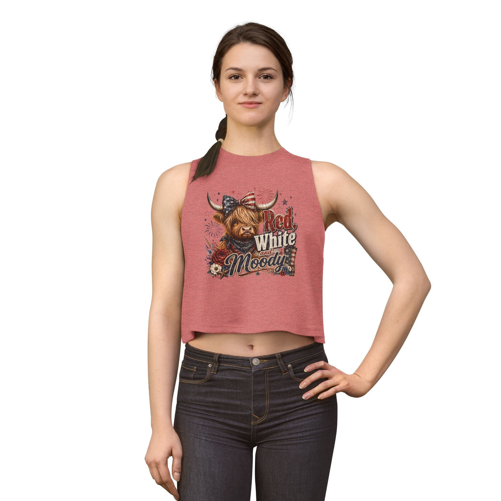 Crop Top — Red White & Moody Highland Cow Graphic - Grace & Grit Boutique