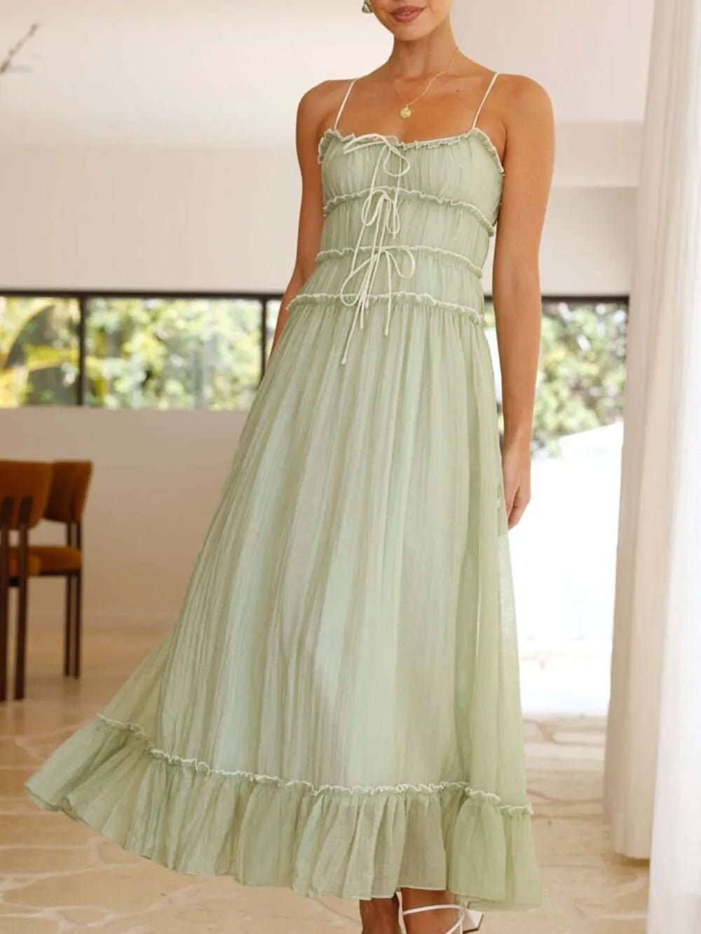 Devine Frill Ruffled Hem Midi Cami Dress - Grace & Grit Boutique
