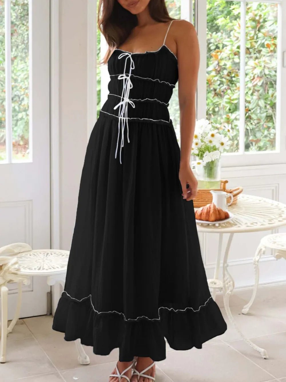Devine Frill Ruffled Hem Midi Cami Dress - Grace & Grit Boutique