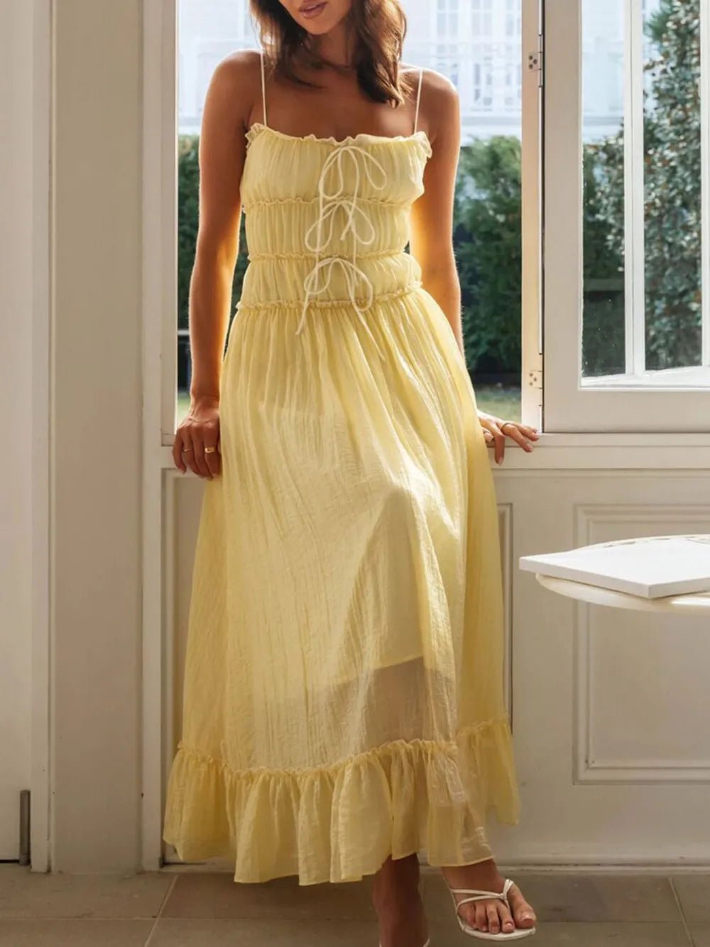 Devine Frill Ruffled Hem Midi Cami Dress by Trendsi