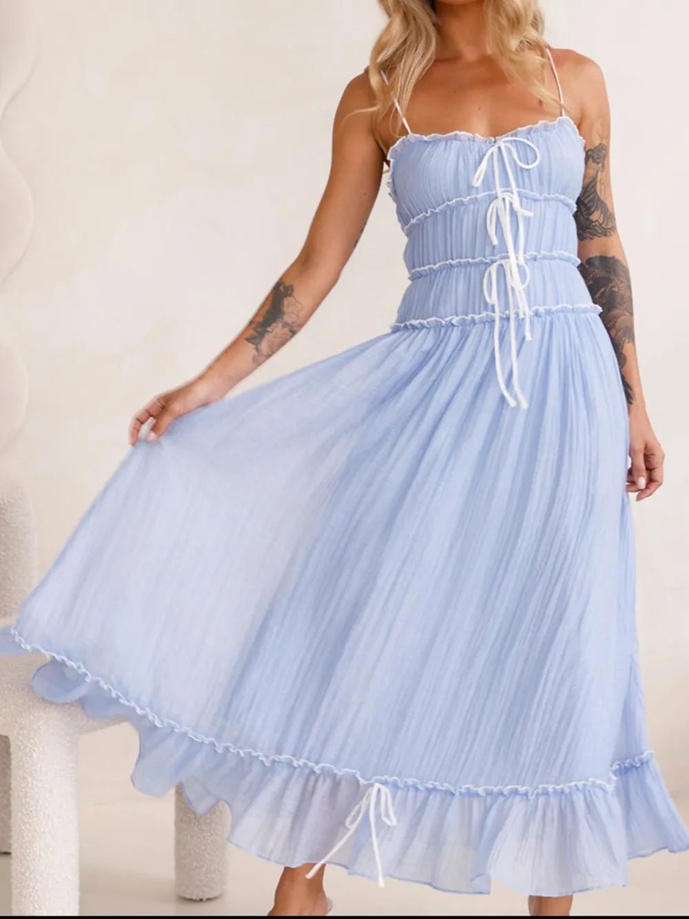 Devine Frill Ruffled Hem Midi Cami Dress - Grace & Grit Boutique