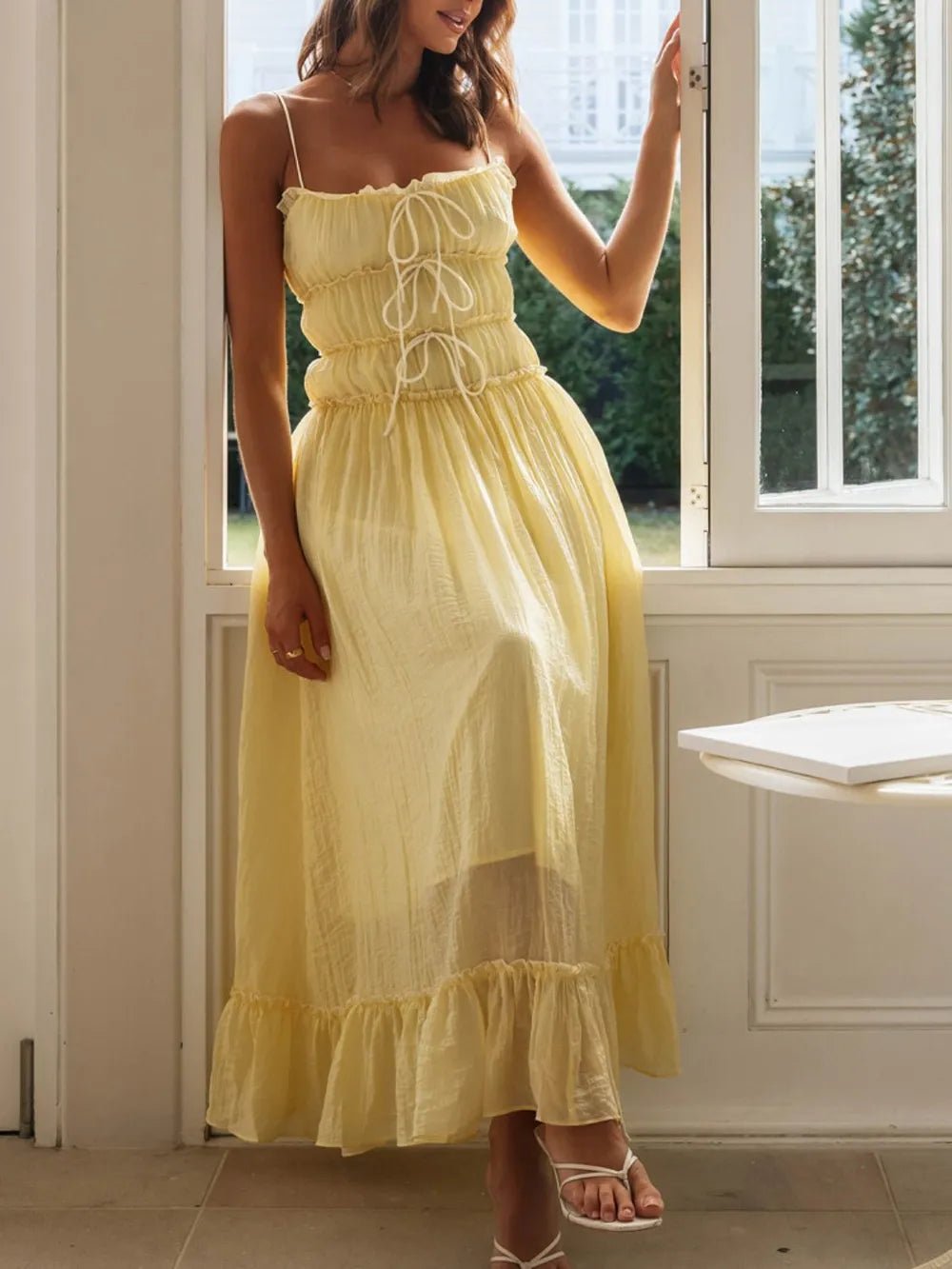 Devine Frill Ruffled Hem Midi Cami Dress by Trendsi