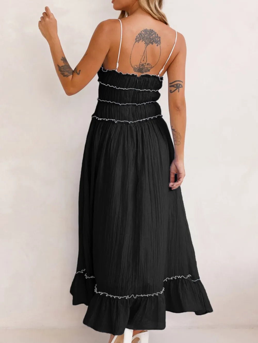 Devine Frill Ruffled Hem Midi Cami Dress - Grace & Grit Boutique