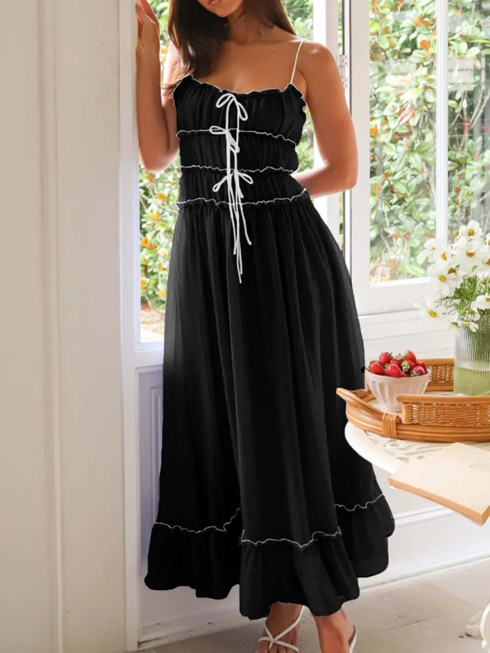 Devine Frill Ruffled Hem Midi Cami Dress - Grace & Grit Boutique
