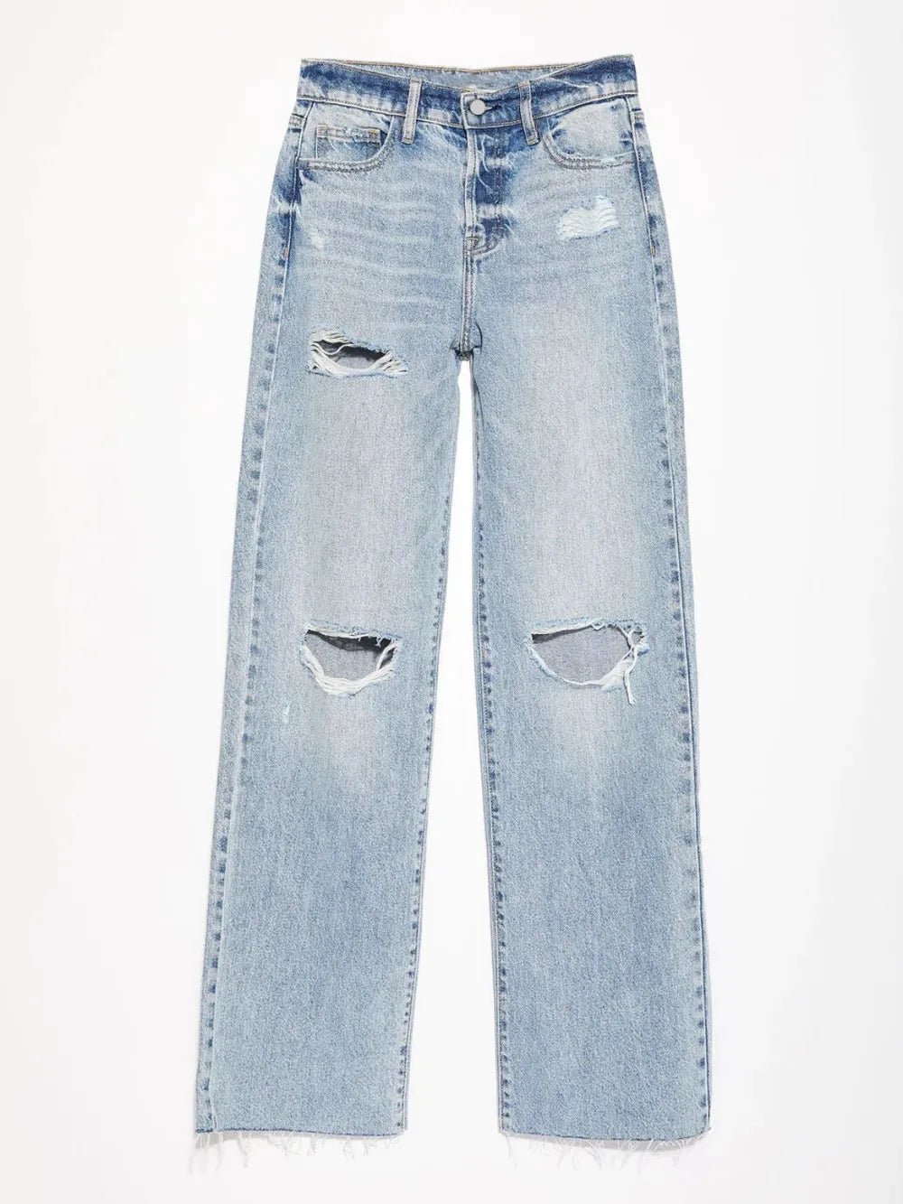 Distressed Straight Leg Jeans with Pockets - Grace & Grit Boutique