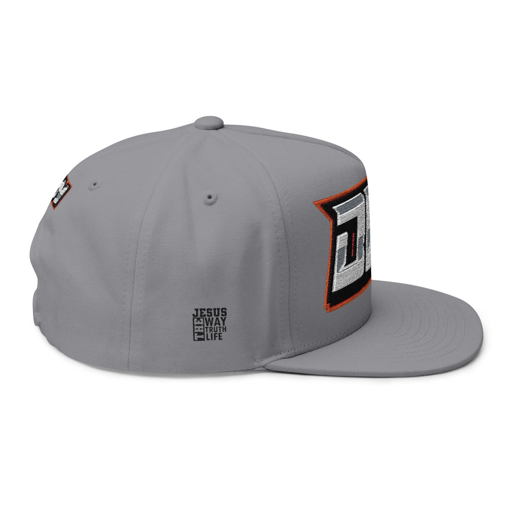 DLN Embroidered Flat Bill Cap – White Snapback Hat with Bold Patch Logo - Grace & Grit Boutique