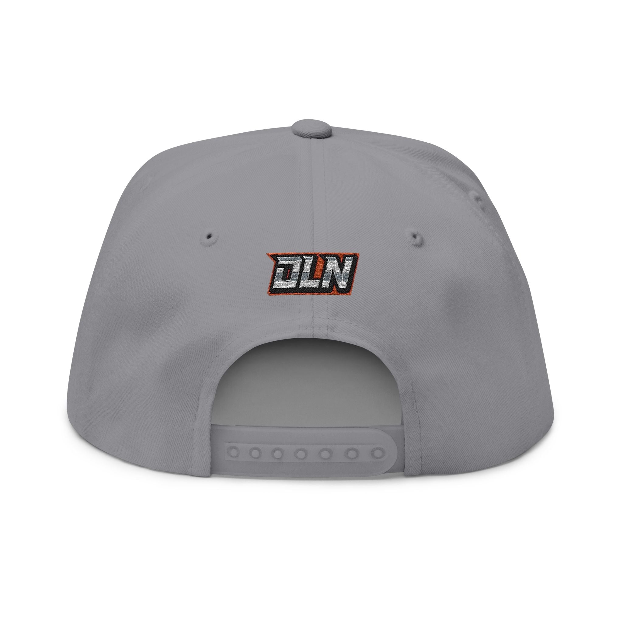 DLN Embroidered Flat Bill Cap – White Snapback Hat with Bold Patch Logo - Grace & Grit Boutique