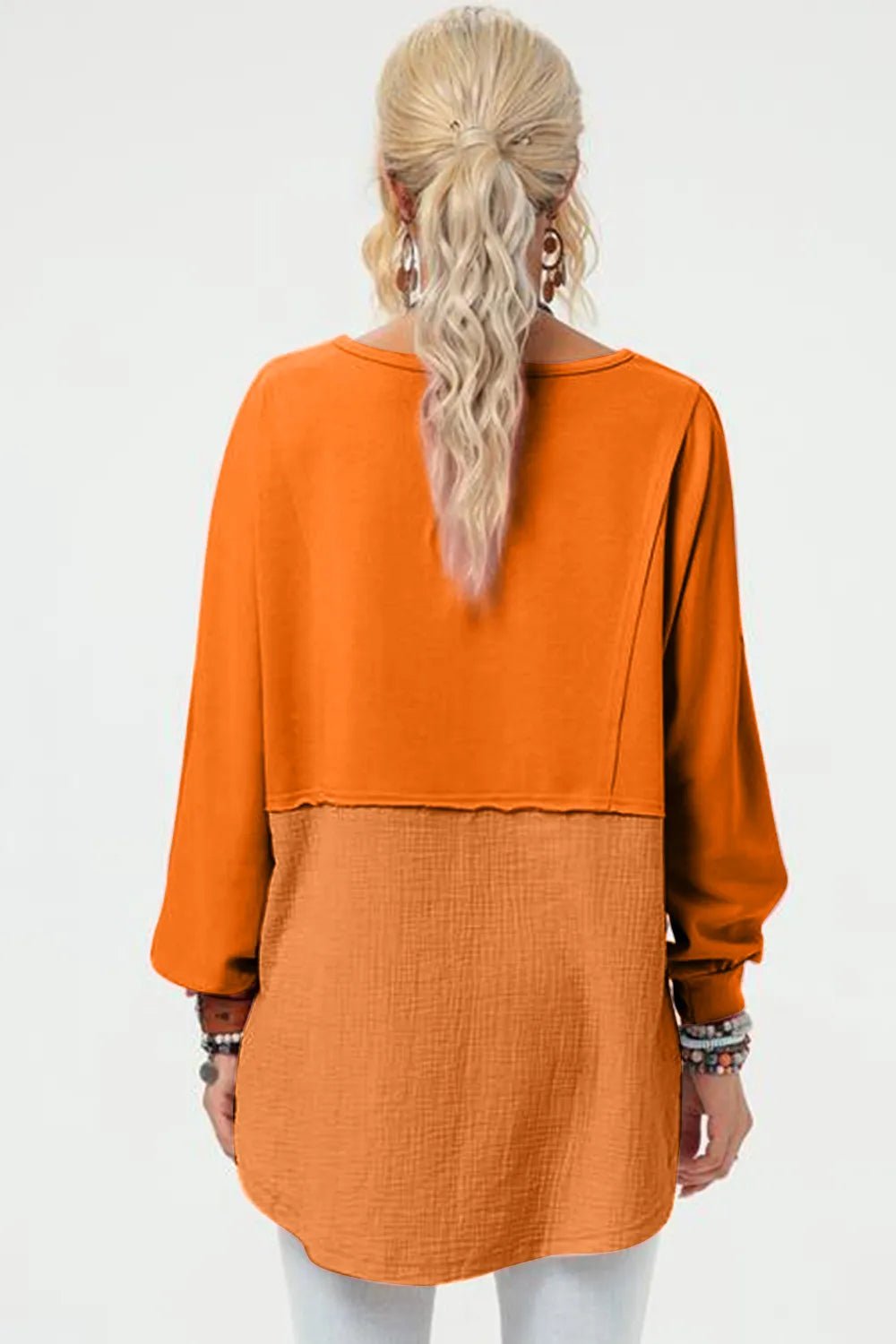 Double Take Full Size Long Sleeve High - Low T-Shirt - Grace & Grit Boutique