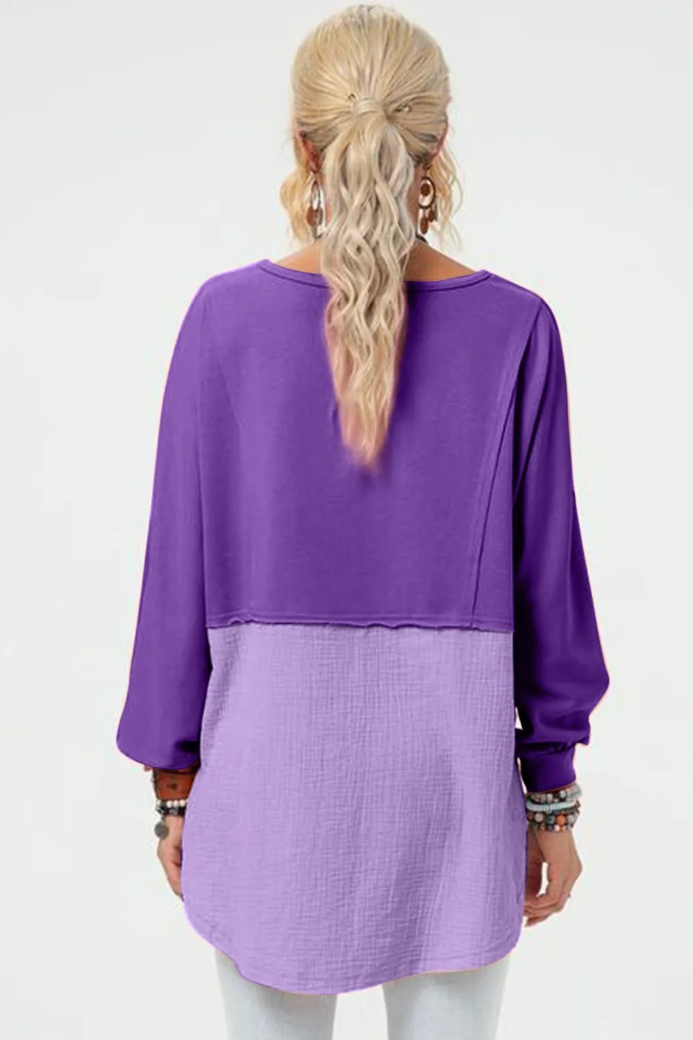 Double Take Full Size Long Sleeve High - Low T-Shirt - Grace & Grit Boutique